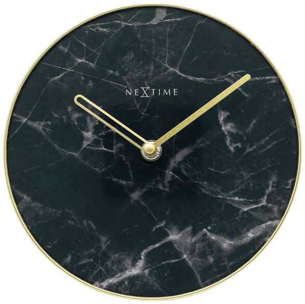 Table / Wall clock -  20 cm - Glass / Metal - 'Marble'