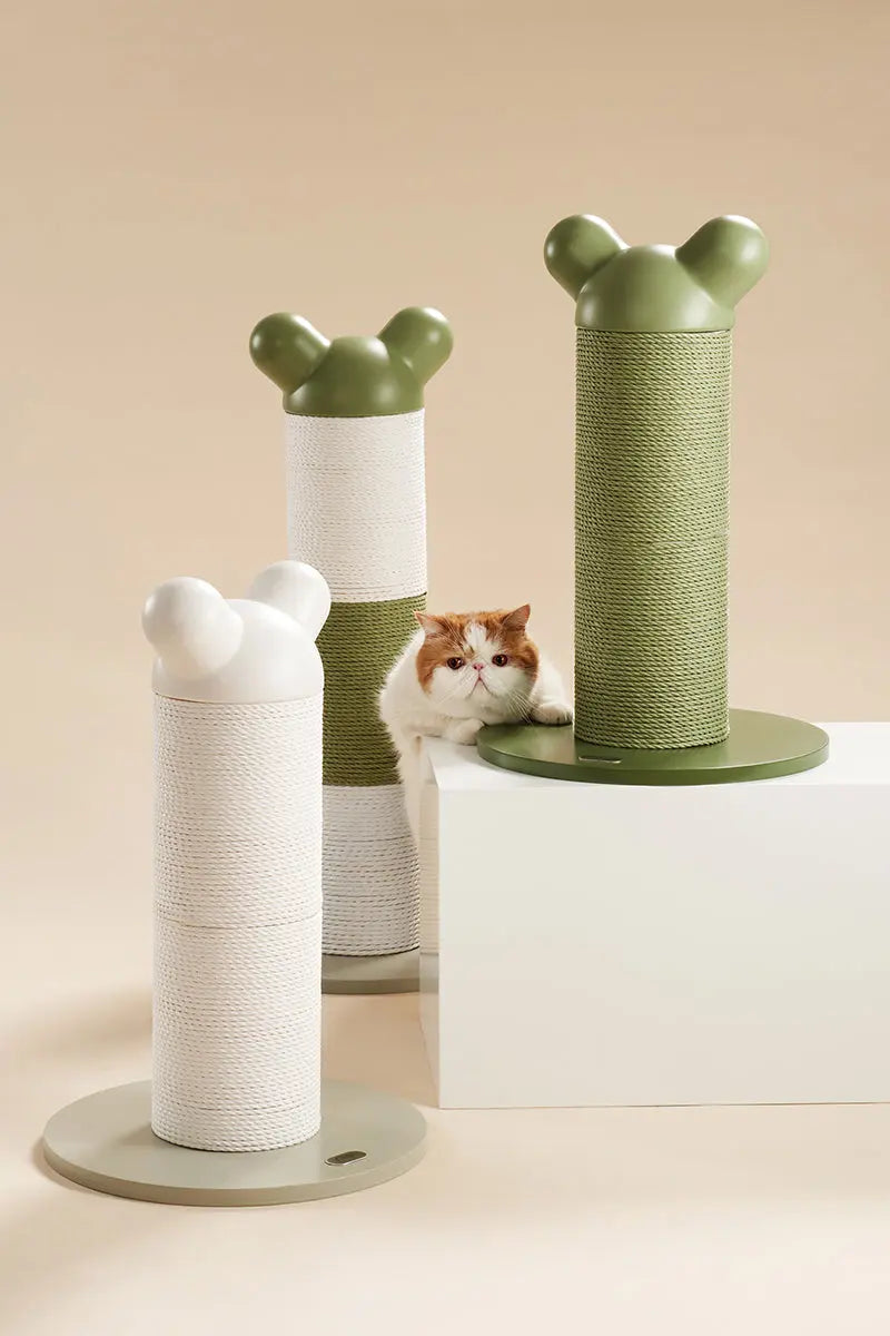 Verstelbare krabpaal voor katten – Stevig krabplezier in groen & wit
