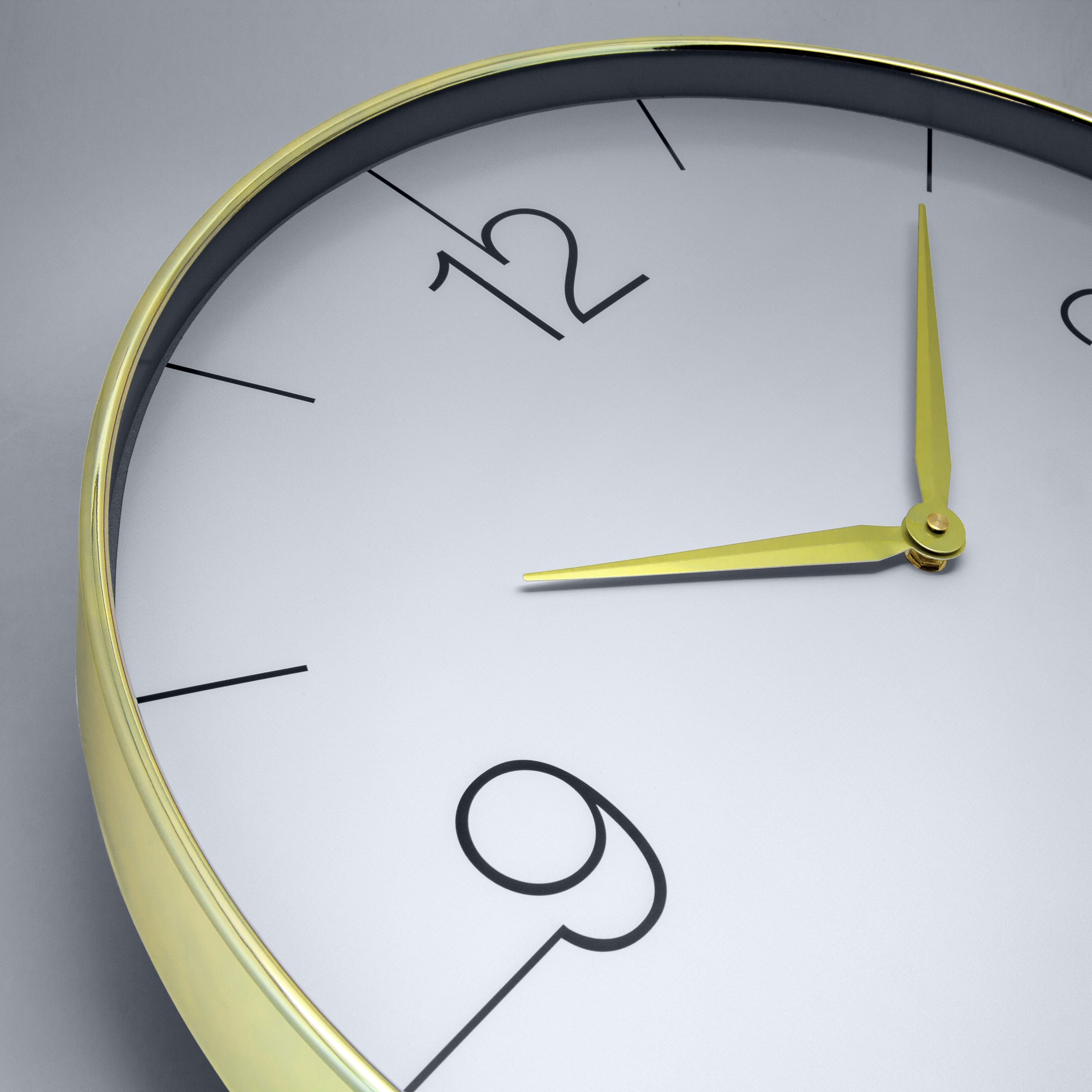 Wall clock 51cm-Silent-Gold/Chrome/Grey-Plastic-nXt 'Finesse Large'