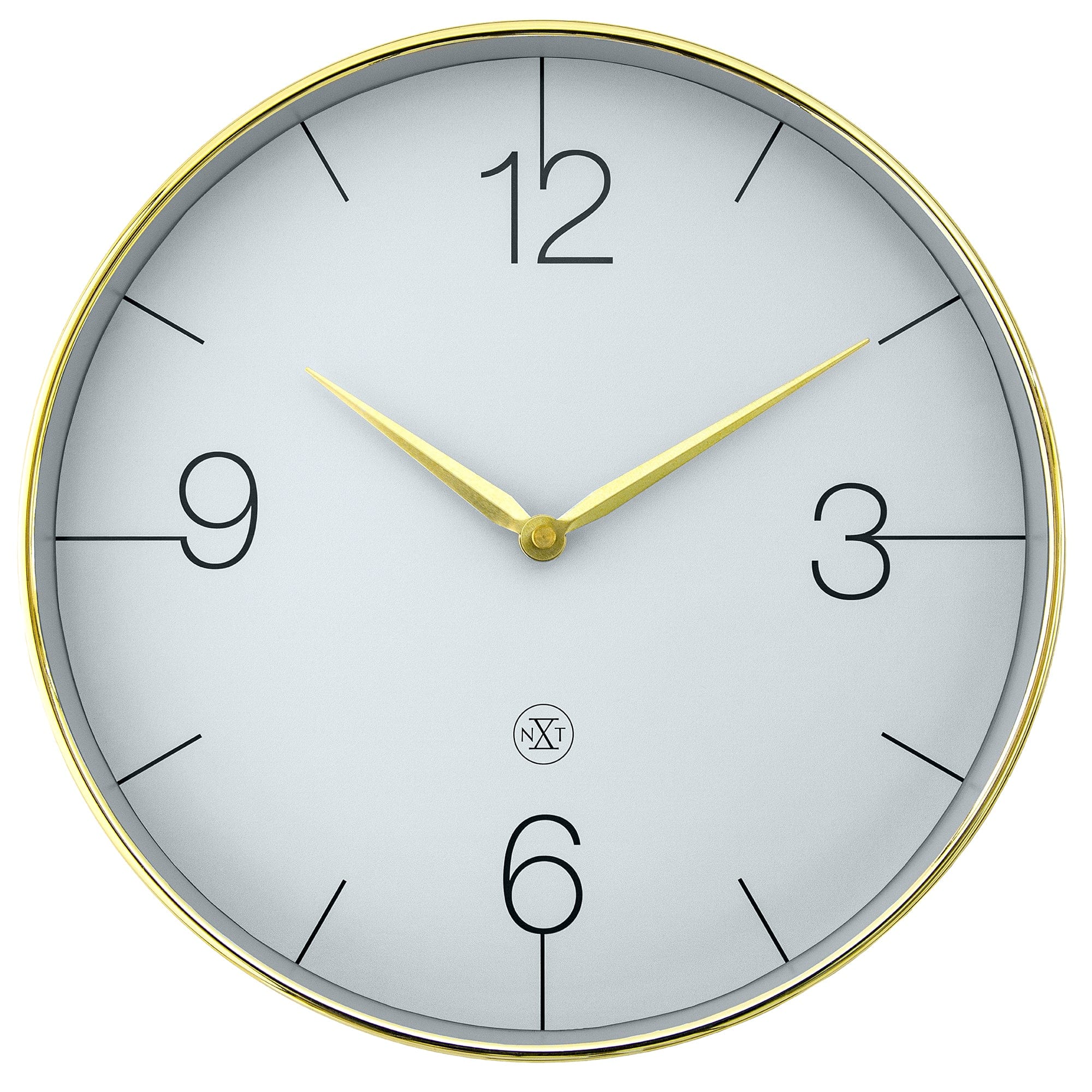 Wall clock 30.5cm-Silent-Gold/Chrome/Grey-Plastic-nXt 'Finesse'