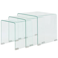Bijzettafel Set 2-Dlg Transparant Gehard Glas