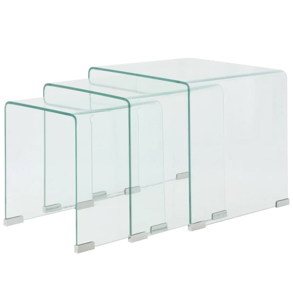 Bijzettafel Set 2-Dlg Transparant Gehard Glas