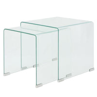 Bijzettafel Set 2-Dlg Transparant Gehard Glas