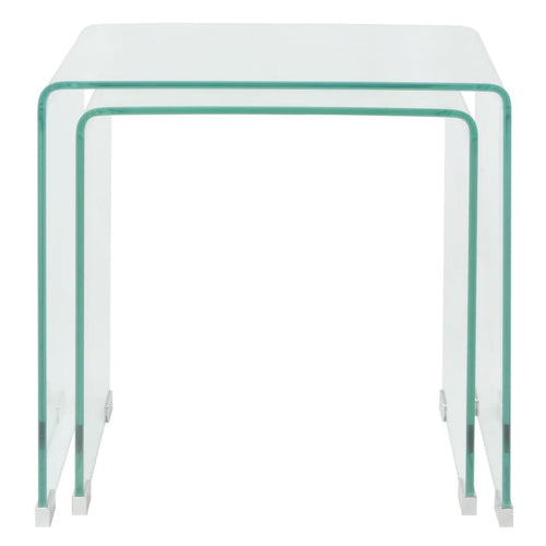 Bijzettafel Set 2-Dlg Transparant Gehard Glas