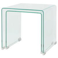 Bijzettafel Set 2-Dlg Transparant Gehard Glas