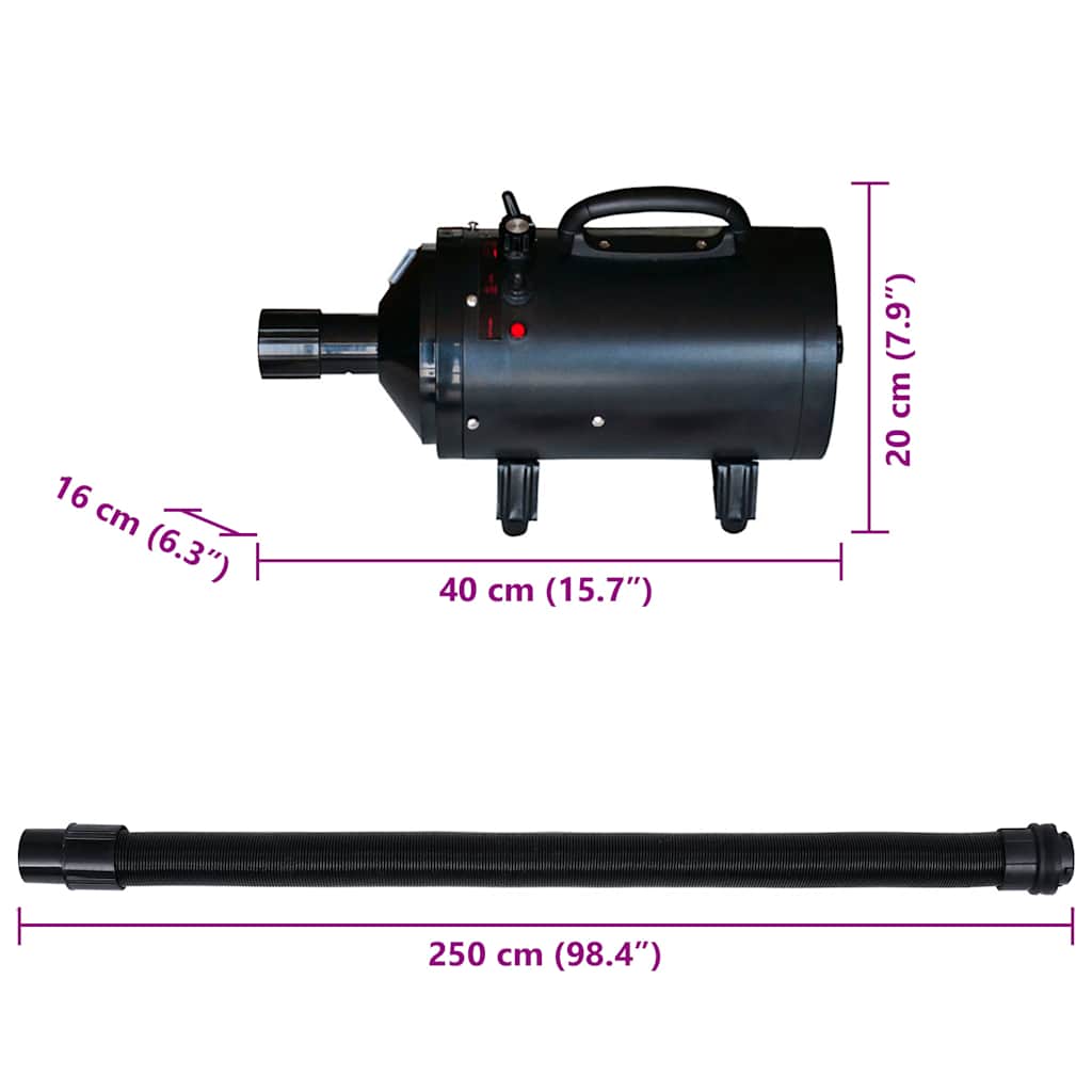 Hondenföhn Met 3 Opzetstukken 2400 W Zwart