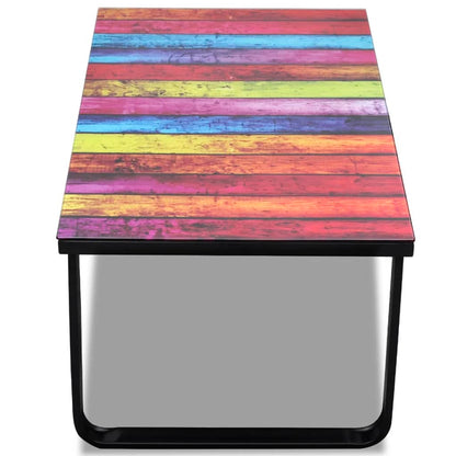 Salontafel Met Regenboog-Print Glazen Tafelblad