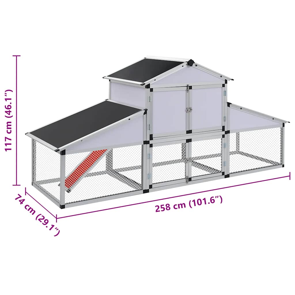 Kippenhok Met Ren En Nestkast Aluminium