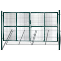 Dubbele Poort Met Deur 300X150 Cm Gepoedercoat Staal