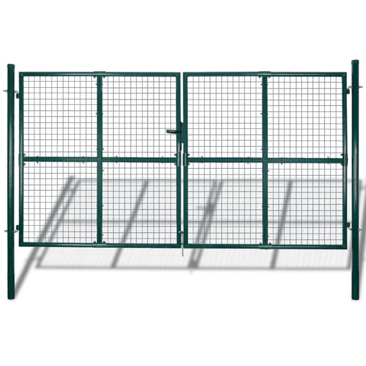 Dubbele Poort Met Deur 300X150 Cm Gepoedercoat Staal