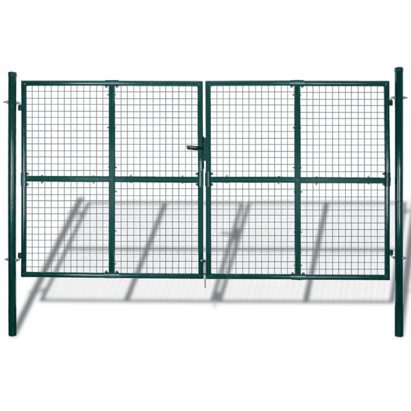 Dubbele Poort Met Deur 300X150 Cm Gepoedercoat Staal