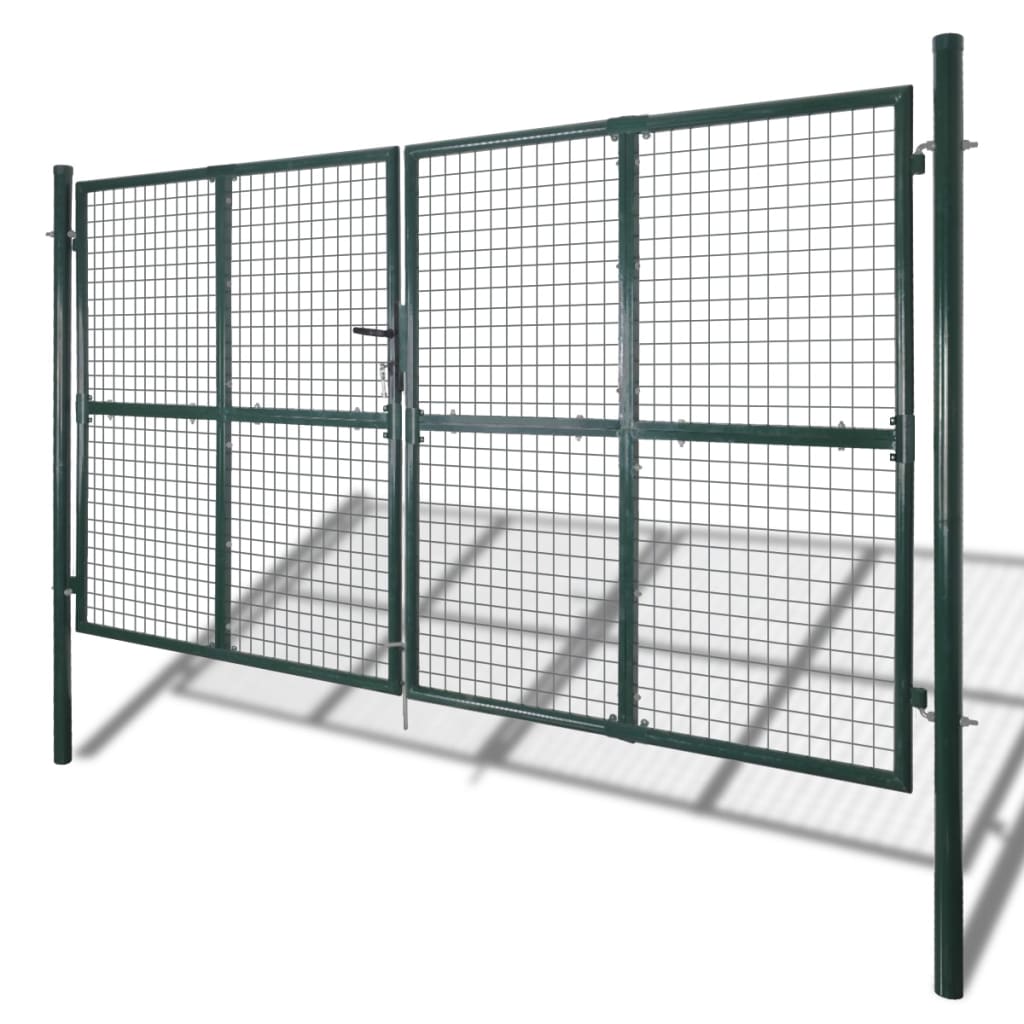 Dubbele Poort Met Deur 300X150 Cm Gepoedercoat Staal