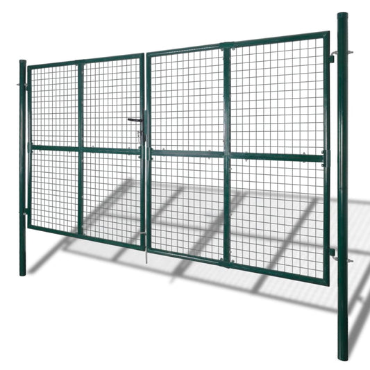 Dubbele Poort Met Deur 300X150 Cm Gepoedercoat Staal
