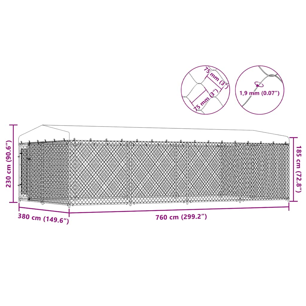 Hondenkennel Voor Buiten Met Dak 7,6X3,8X2,3 M