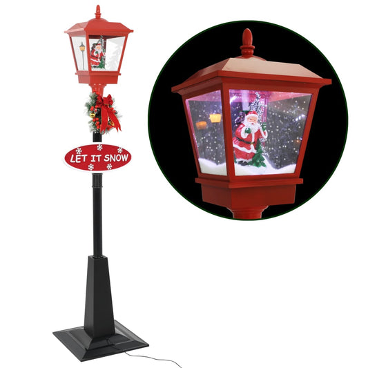 Straatlantaarn Met Kerstman Led Zwart En Rood