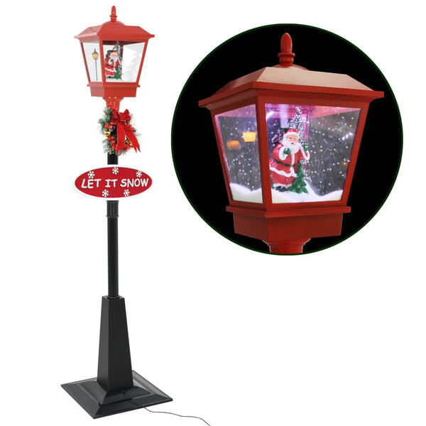 Straatlantaarn Met Kerstman Led Zwart En Rood
