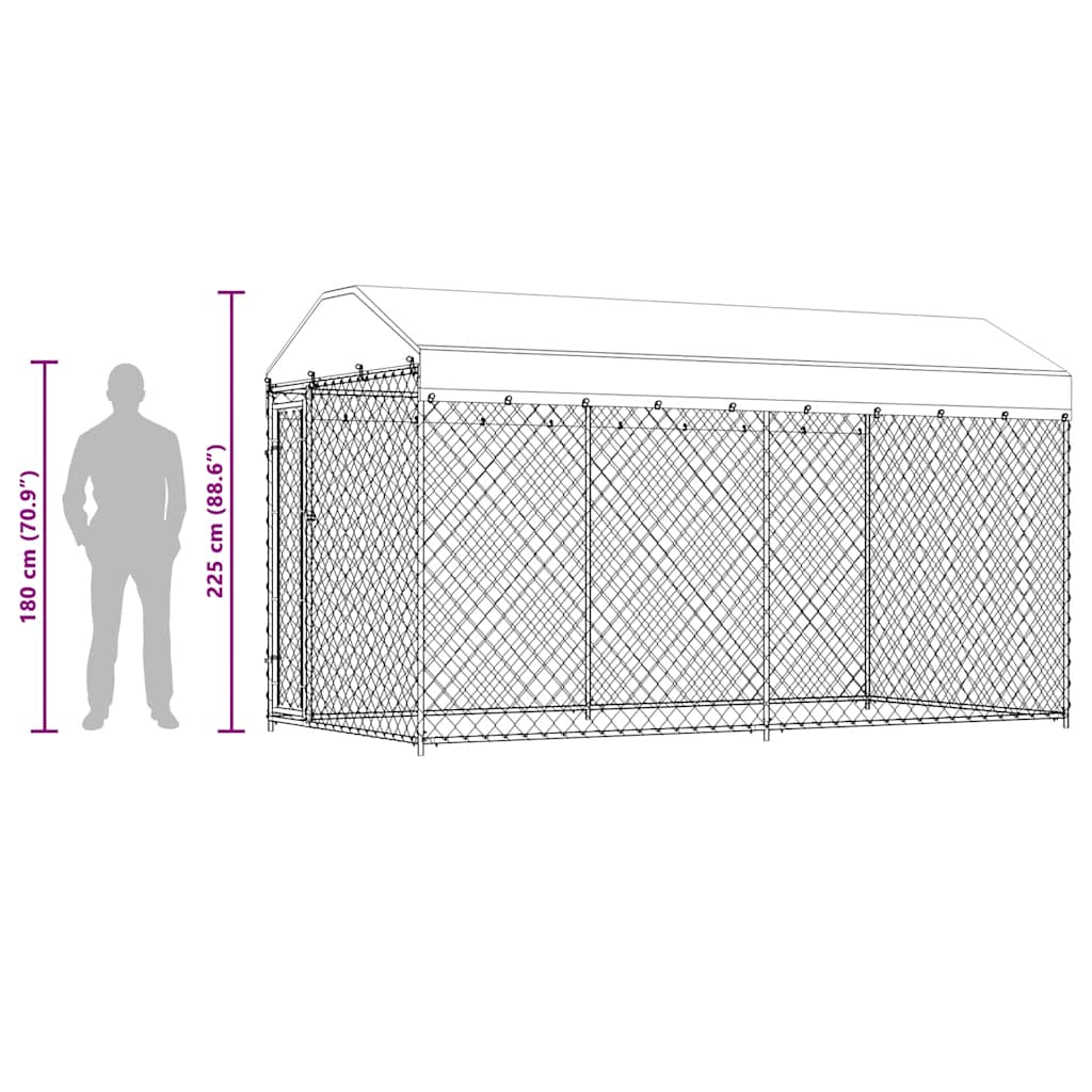 Hondenkennel Voor Buiten Met Dak 382X192X225 M