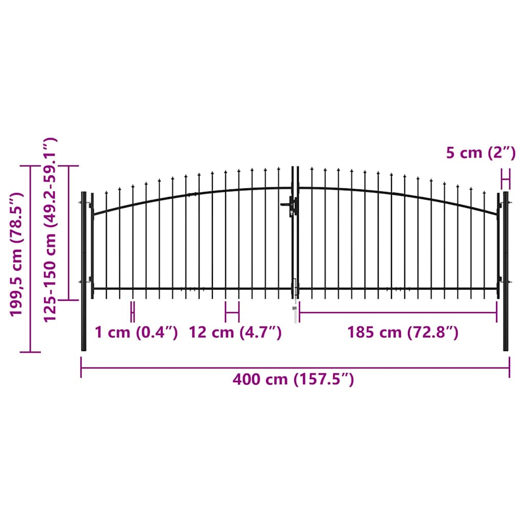 Dubbele Deur Hekpoort Woerden Met Speerpunt 400X199,5 Cm