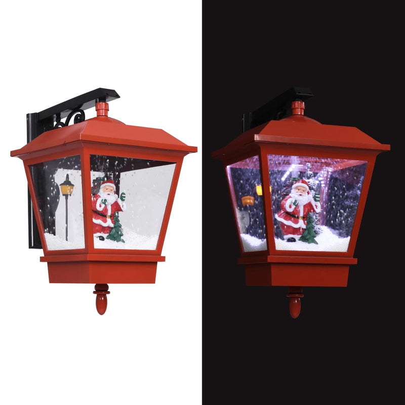 Kerstwandlamp Met Led-Lampjes En Kerstman 40X27X45 Cm Rood Zwart En Rood