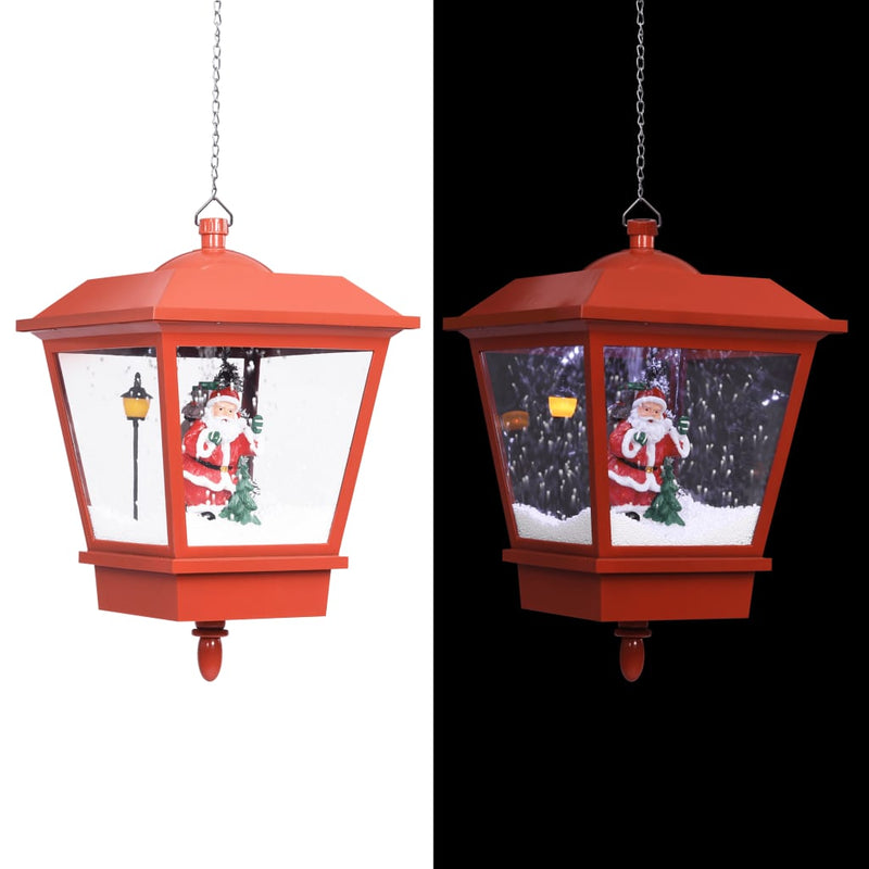 Kersthanglamp Met Led-Lamp En Kerstman 27X27X45 Cm Rood Zwart En Rood