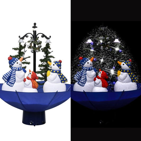 Kerstboom Sneeuwend Met Paraplubasis 75 Cm Pvc Blauw Zwart En Rood