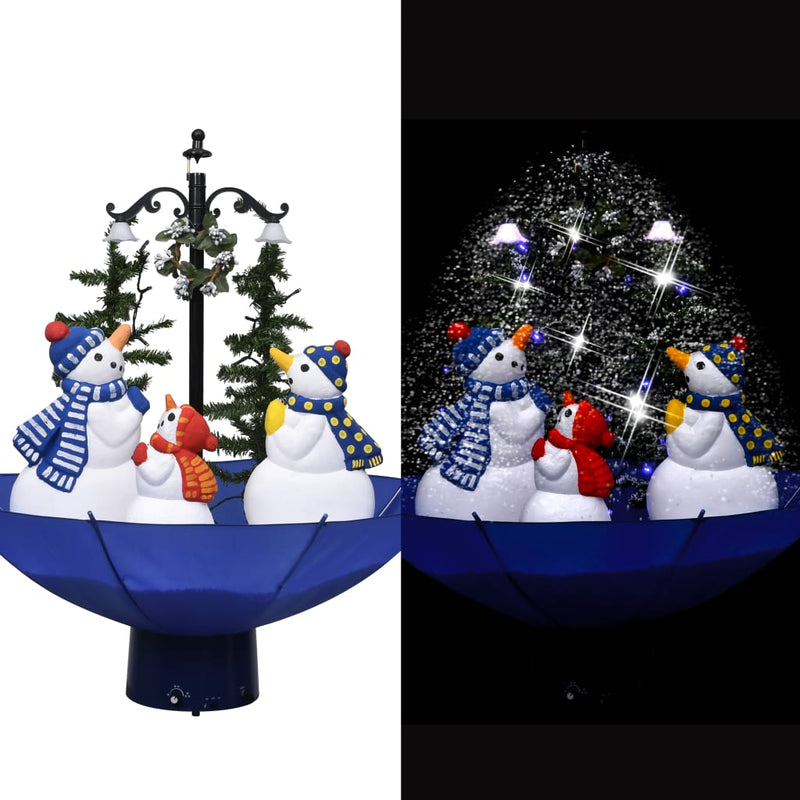 Kerstboom Sneeuwend Met Paraplubasis 75 Cm Pvc Blauw Zwart En Rood