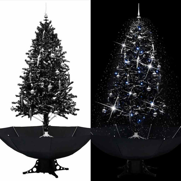 Kerstboom Sneeuwend Met Paraplubasis 75 Cm Pvc Zwart