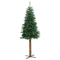 Kerstboom Met Echt Hout En Dennenappels Smal 150 Cm Pvc Groen