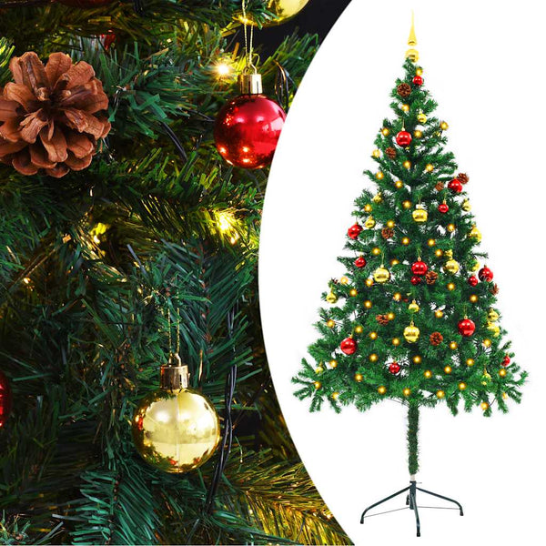 Kunstkerstboom Met Verlichting En Kerstballen 150 Cm Groen
