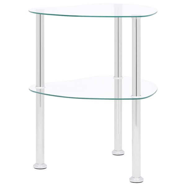 Bijzettafel 2-Laags 38X38X50 Cm Gehard Glas