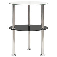 Bijzettafel 2-Laags 38X38X50 Cm Gehard Glas