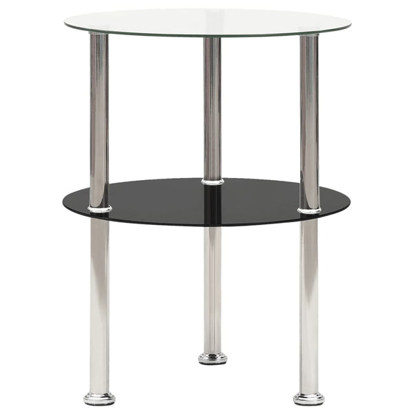 Bijzettafel 2-Laags 38X38X50 Cm Gehard Glas