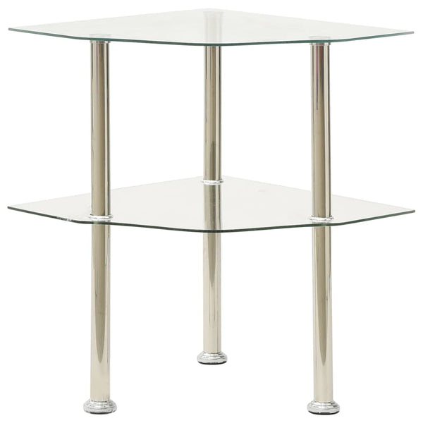 Bijzettafel 2-Laags 38X38X50 Cm Gehard Glas