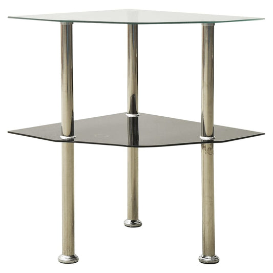 Bijzettafel 2-Laags 38X38X50 Cm Gehard Glas