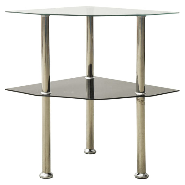 Bijzettafel 2-Laags 38X38X50 Cm Gehard Glas