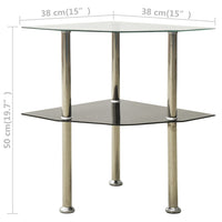 Bijzettafel 2-Laags 38X38X50 Cm Gehard Glas