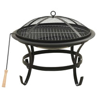 Vuurschaal En Barbecue 2-In-1 Met Pook 56X56X49 Cm Staal