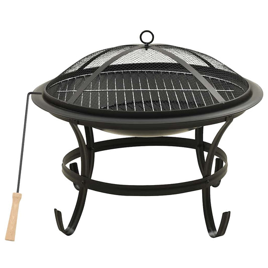 Vuurschaal En Barbecue 2-In-1 Met Pook 56X56X49 Cm Staal