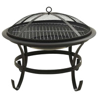 Vuurschaal En Barbecue 2-In-1 Met Pook 56X56X49 Cm Staal