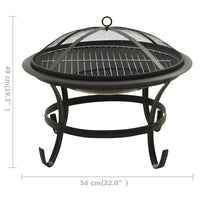 Vuurschaal En Barbecue 2-In-1 Met Pook 56X56X49 Cm Staal