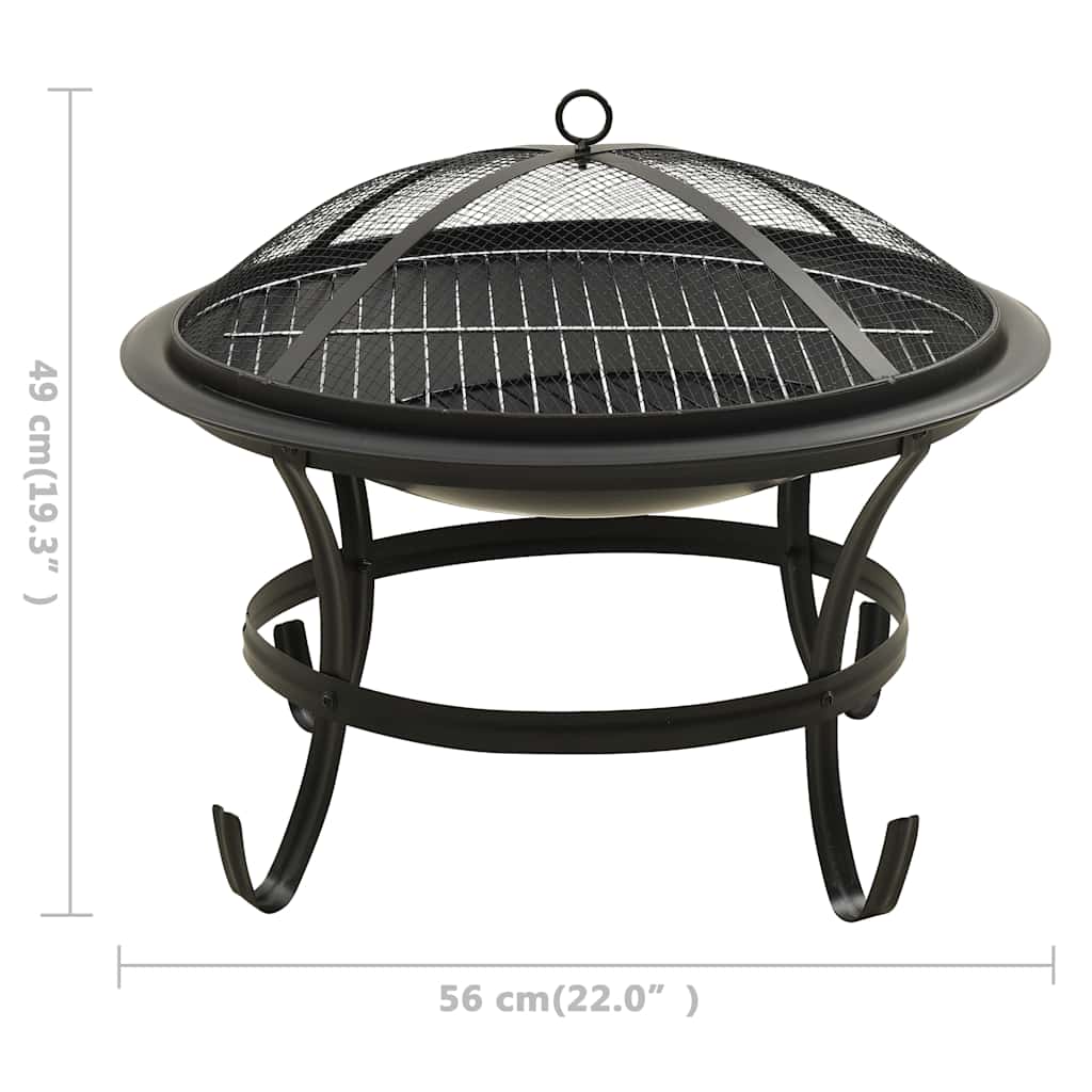 Vuurschaal En Barbecue 2-In-1 Met Pook 56X56X49 Cm Staal