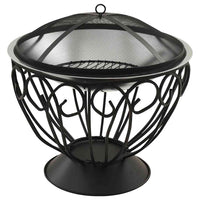 Vuurschaal En Barbecue 2-In-1 Met Pook 59X59X60 Cm Rvs Zwart