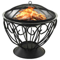 Vuurschaal En Barbecue 2-In-1 Met Pook 59X59X60 Cm Rvs Zwart