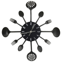 Wandklok Lepel-En-Vork 40 Cm Aluminium Zwart