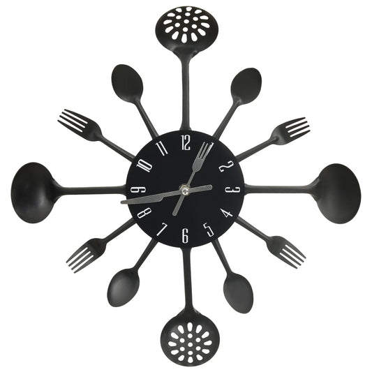 Wandklok Lepel-En-Vork 40 Cm Aluminium Zwart