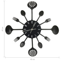 Wandklok Lepel-En-Vork 40 Cm Aluminium Zwart