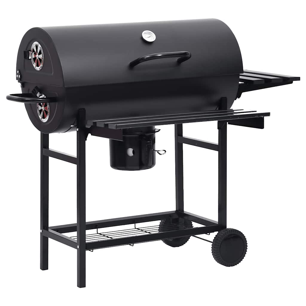 Barbecuevat Met Wielen En Schappen 115X85X95 Cm Staal Zwart