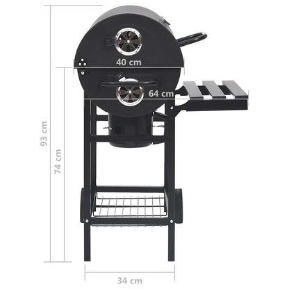 Barbecuevat Met Wielen En Schappen 115X85X95 Cm Staal Zwart