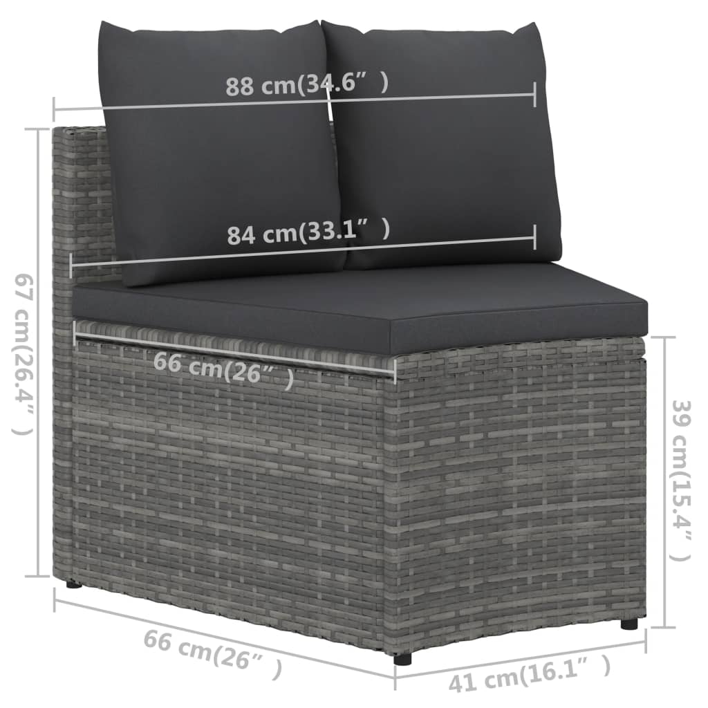 9-Delige Loungeset Met Kussens Poly Rattan