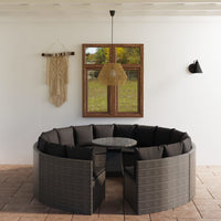9-Delige Loungeset Met Kussens Poly Rattan
